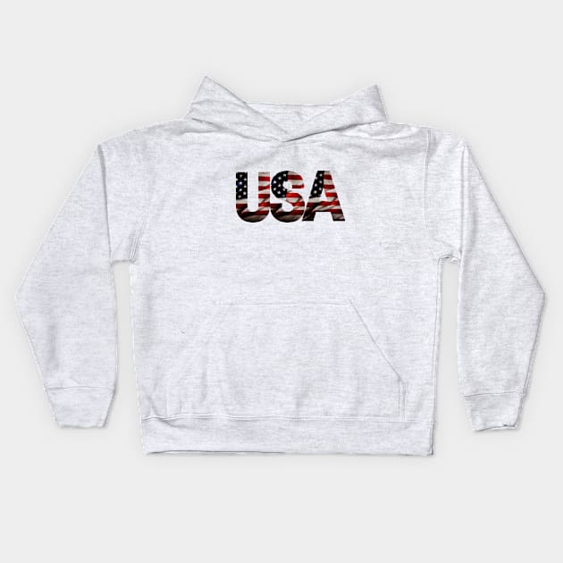 letter version of the usa flag Kids Hoodie by tubakubrashop